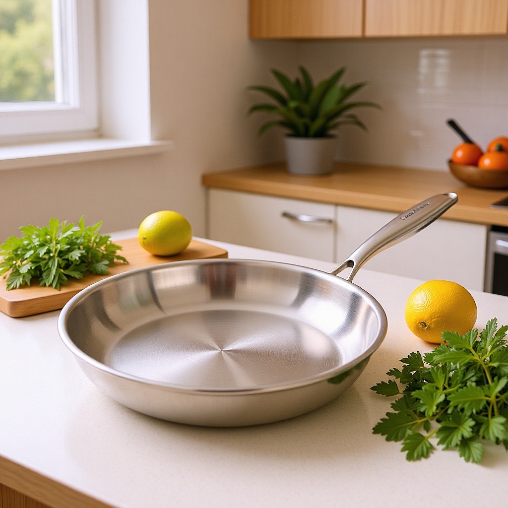 Stainless steel slanted frying pan L4 - Image 3