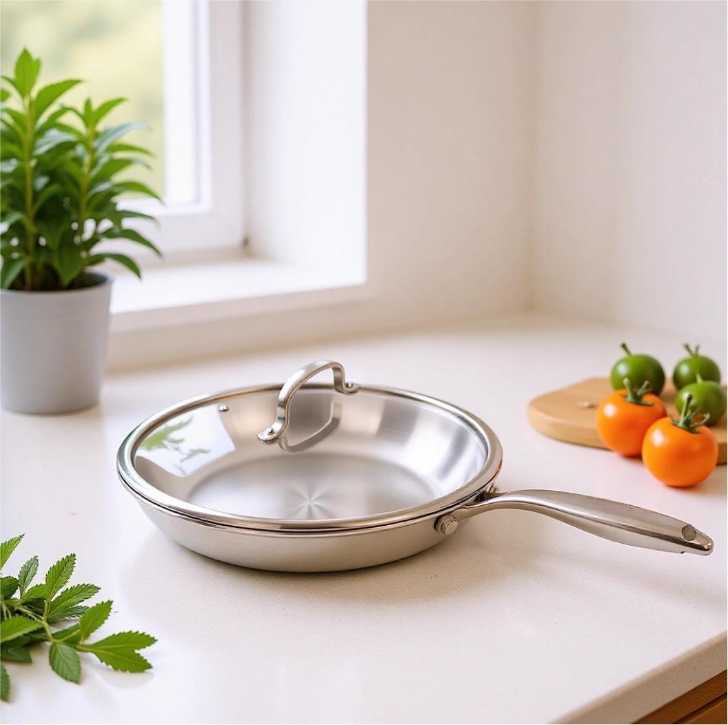 Stainless steel slanted frying pan L4